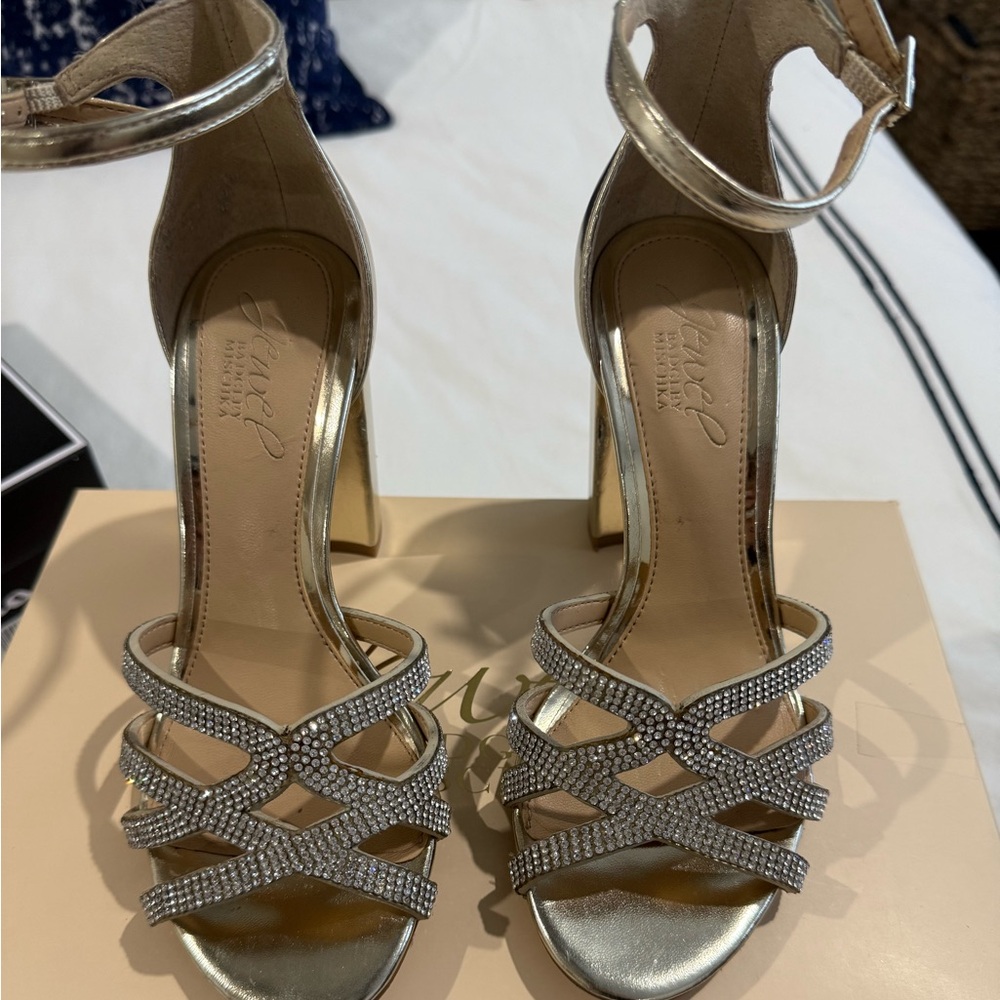 Jewel Badgley Mischka Fidelity Ankle Strap Block Heel Sandal